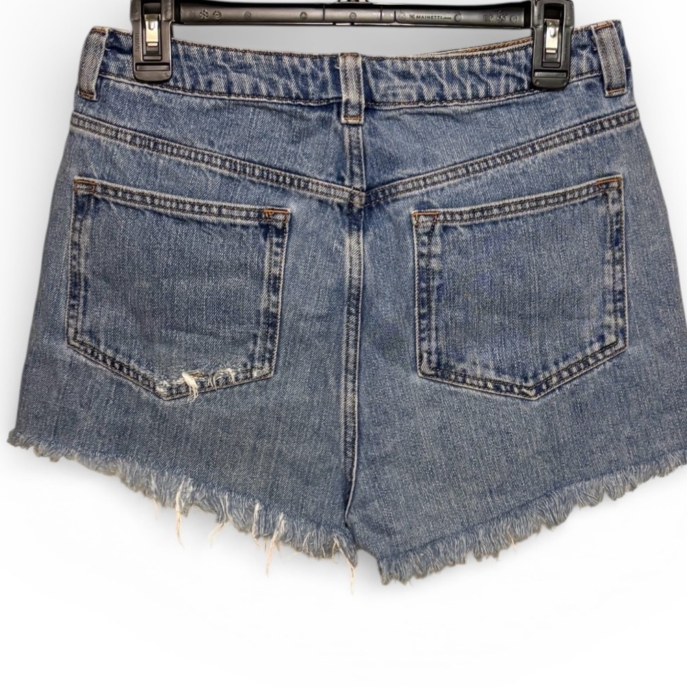 ASOS Blue Distressed Jean Shorts - Picture 2 of 8